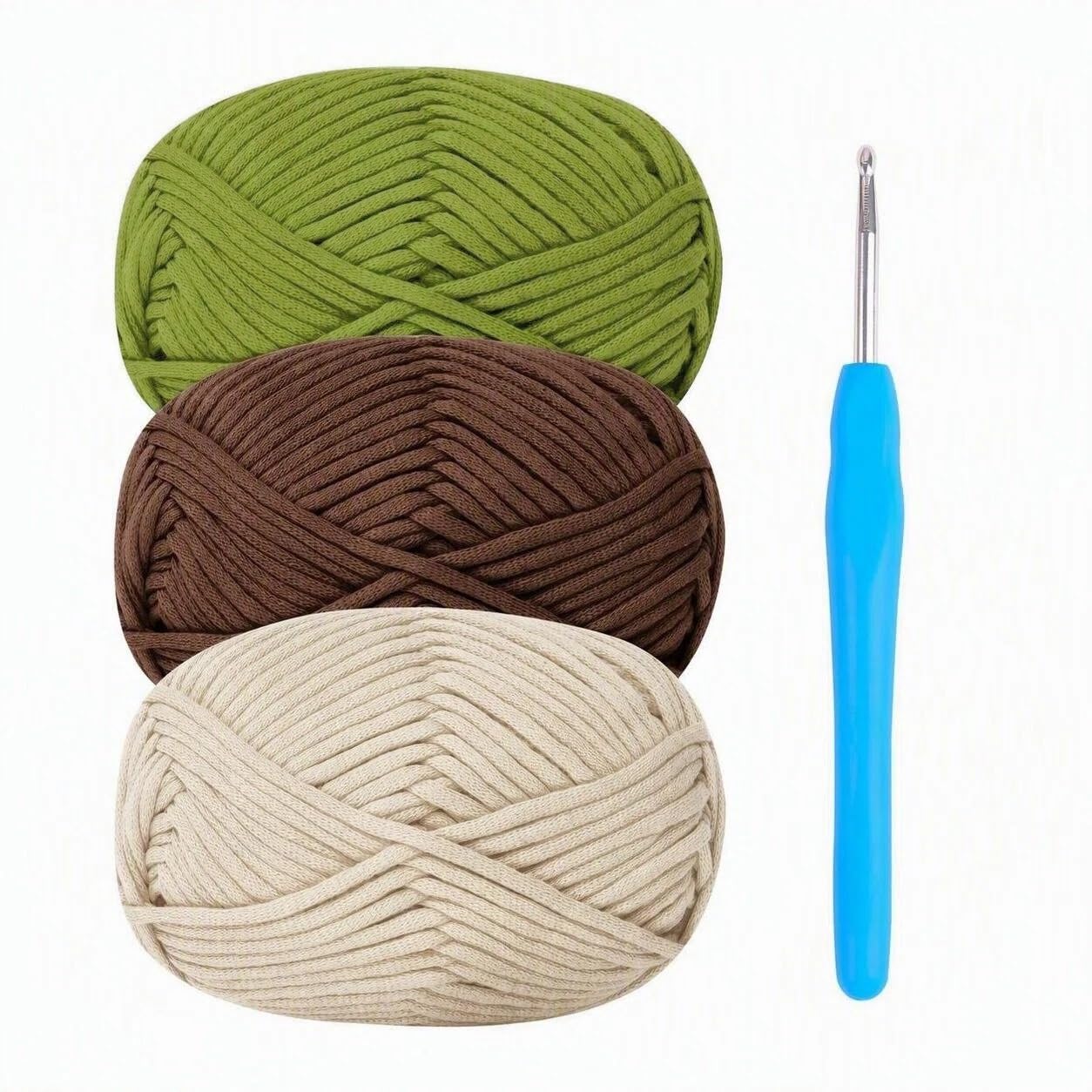 Chunky Yarn for Crochet,Cotton Yarn Thick Wool for Crochet 3x50g Crochet Yarn for Beginners Amigurumi Yarn with 4mm Crochet Hook,Easy Crochet Starter Kit (Mix-Blue) — image 1