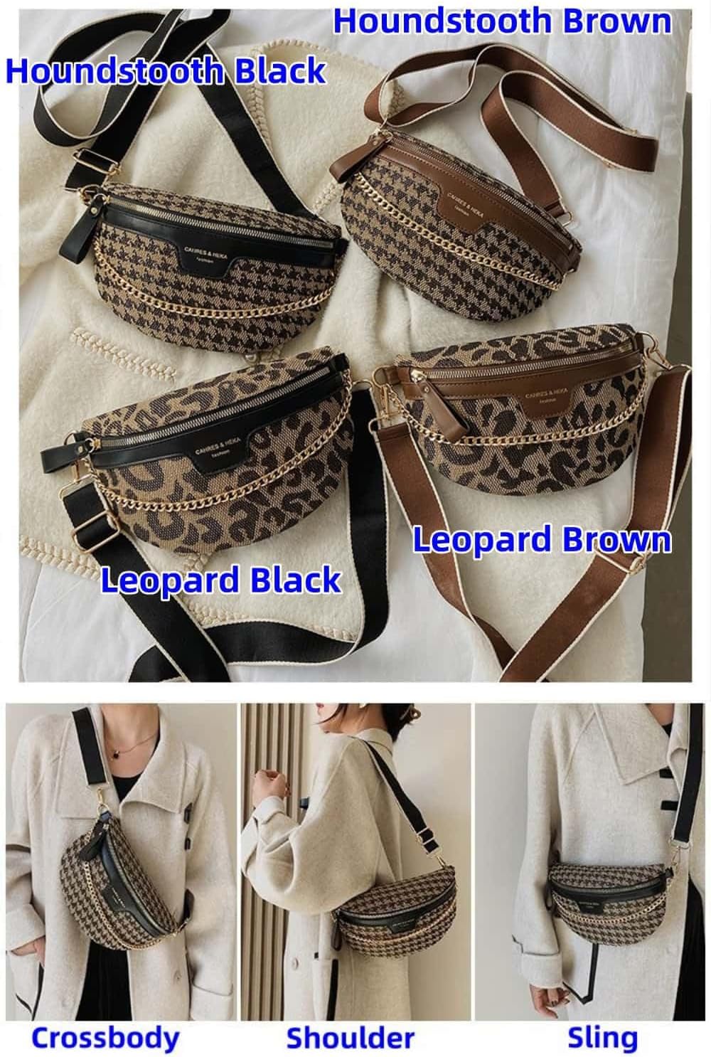 Crossbody Bags for Women Trendy All-match Sling Chest Bag Fashion Leopard Pattern Fanny Pack Zipper Casual Versatile (Leopard Brown) - Image 2