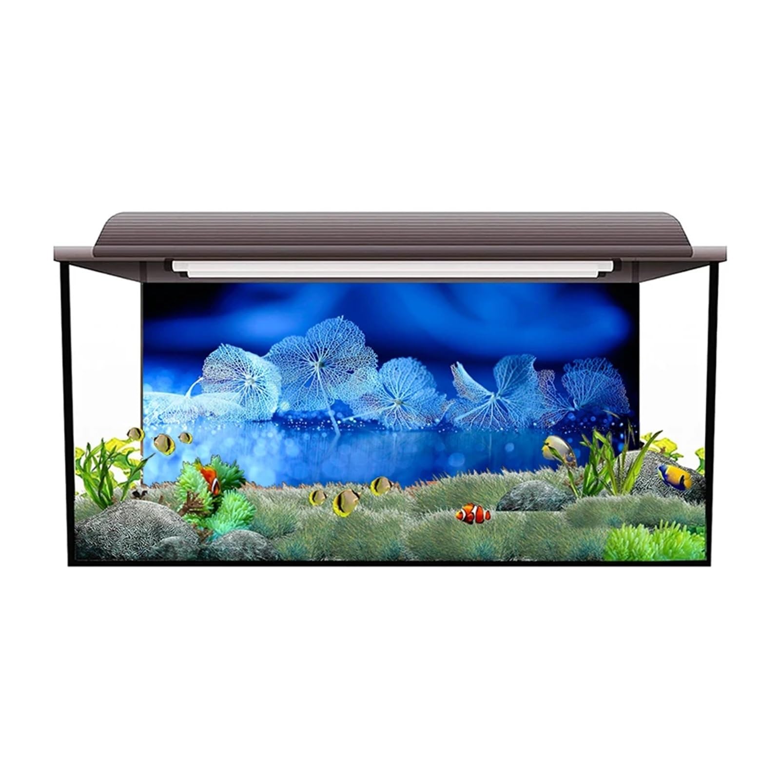 Aquarium Hintergrund Aufkleber Blau Blume Poster Fisch Tank Dekoration Selbst Klebe Tapete Hintergrund(50x80cm)