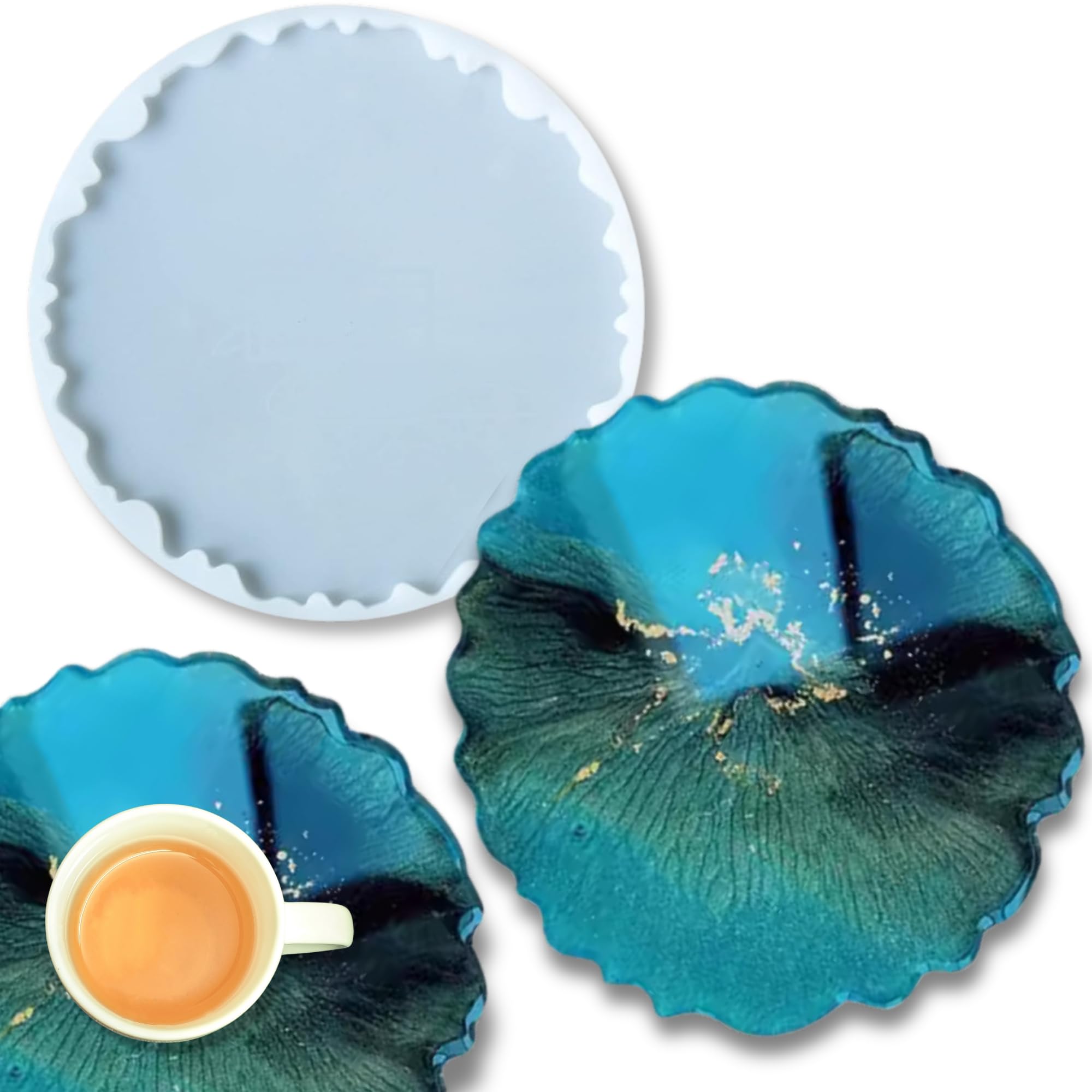 Oytra Resin Mould for Coaster Making Art Agate 8 Inch Silicone Mold for Photo Frame Coasters for DIY Casting Crafting Materials Set for Beginners and Artists