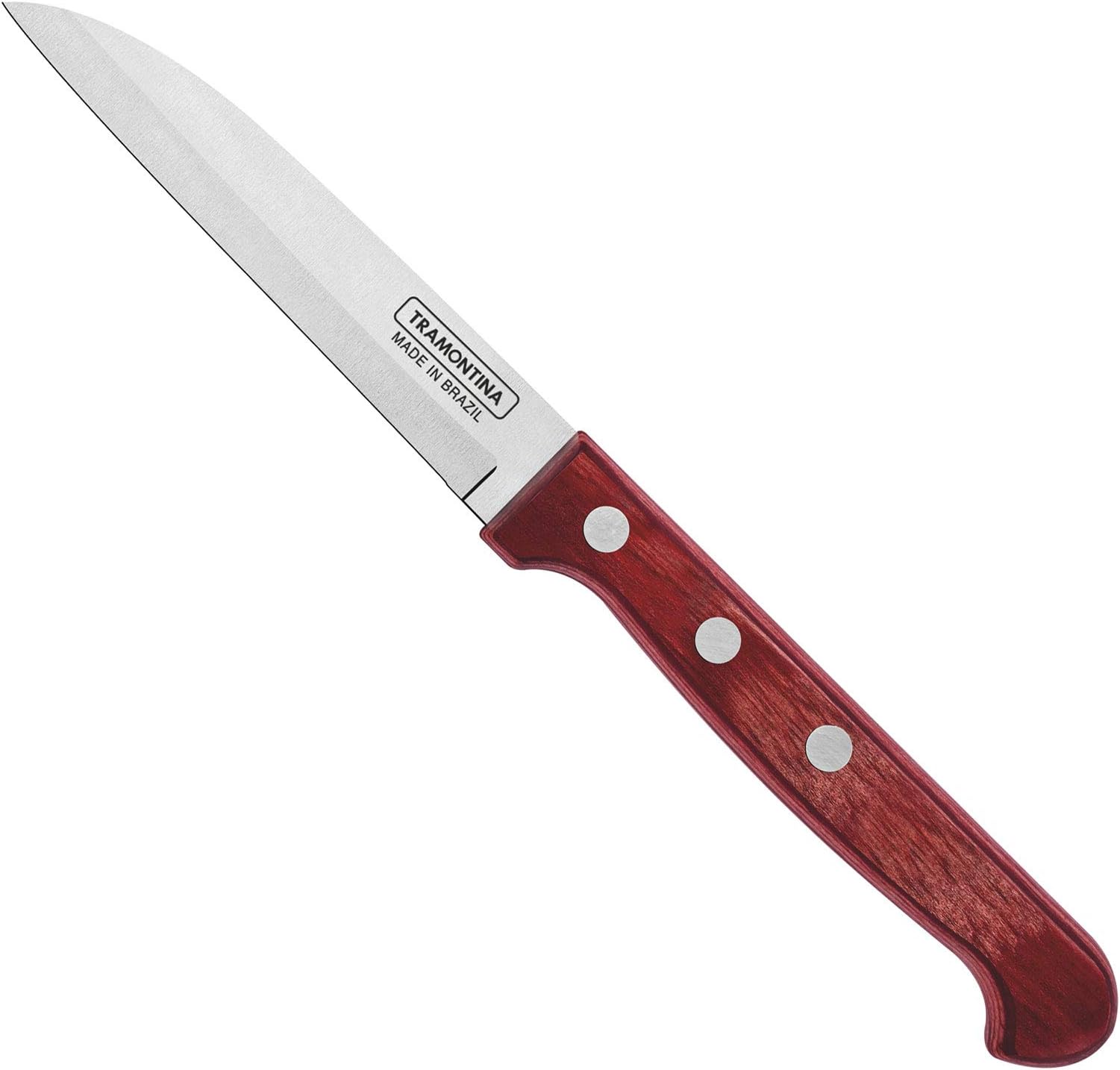 Polywood 3 Inches Paring and Fruit Knife with Stainless Steel Blade and Red Dishwasher Safe Treated Handle