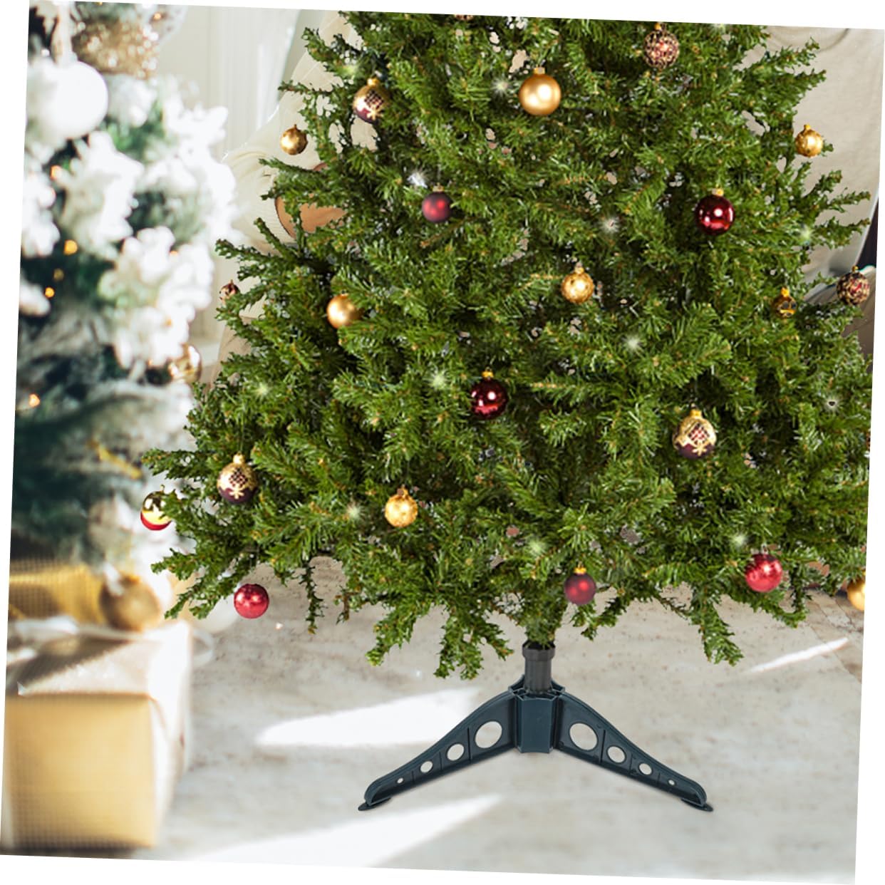 Garneck 4pcs Christmas Tree Base Holder Christmas Tree Stand Easy to Assemble Sturdy Support Festive for Holiday Decor