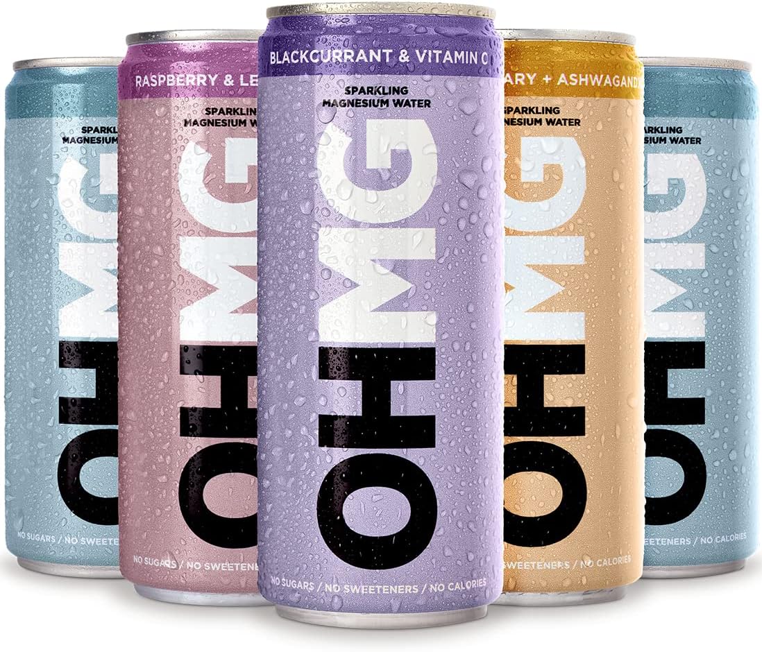 OHMG Sparkling Magnesium Water 12 Cans x 330ml Flavoured Sparkling