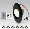 ASD Retrofit 6 Inch Gimbal LED Recessed Light - Black Trim 15W 1310LM 27003000350040005000K Adjustable Dimmable LED Downlights | Rotating Swivel Directional Eyeball Lighting, UL 6 Pack