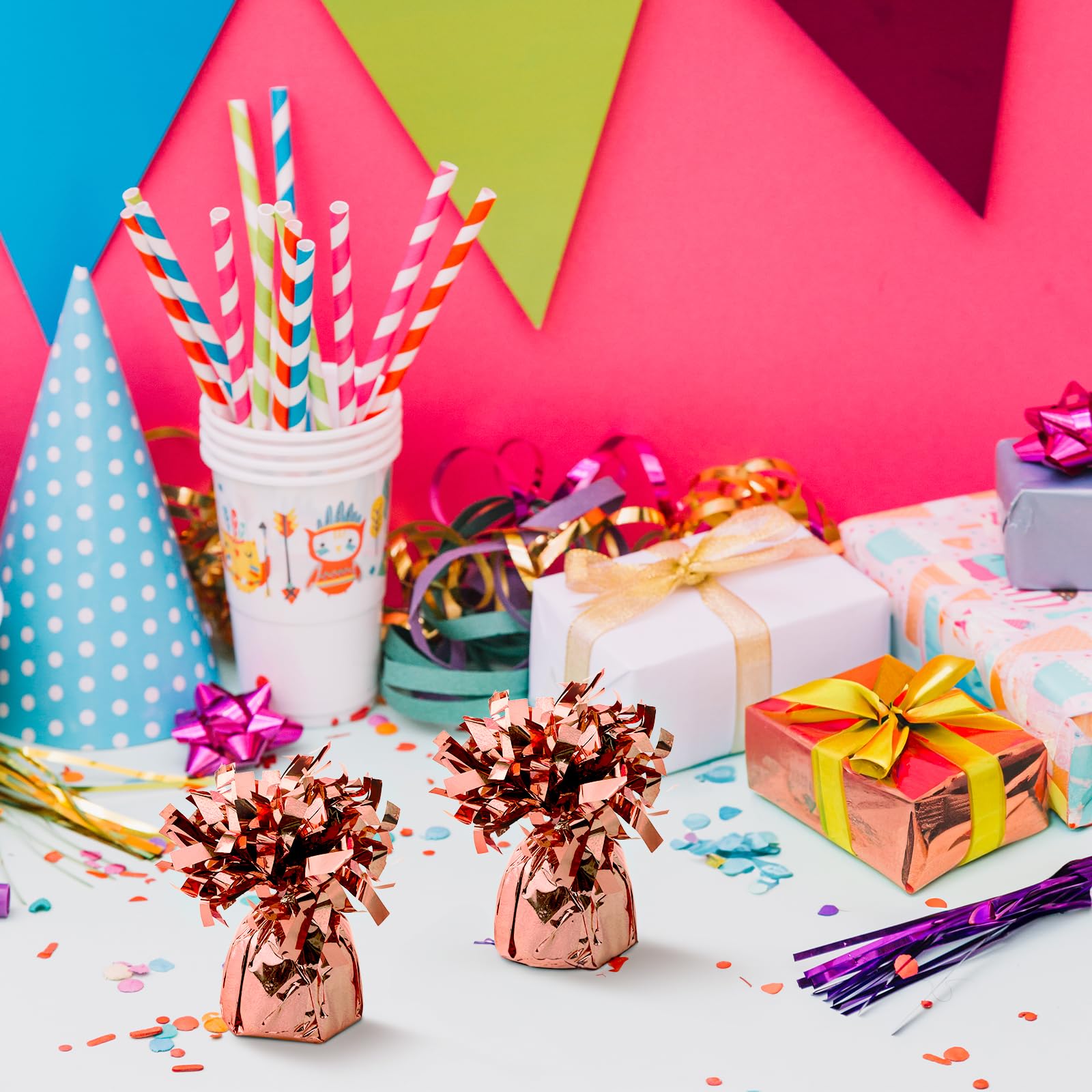 12Pcs Rose Gold Balloon Weights - 5oz Heavy Solid Party Decor Holders For Events