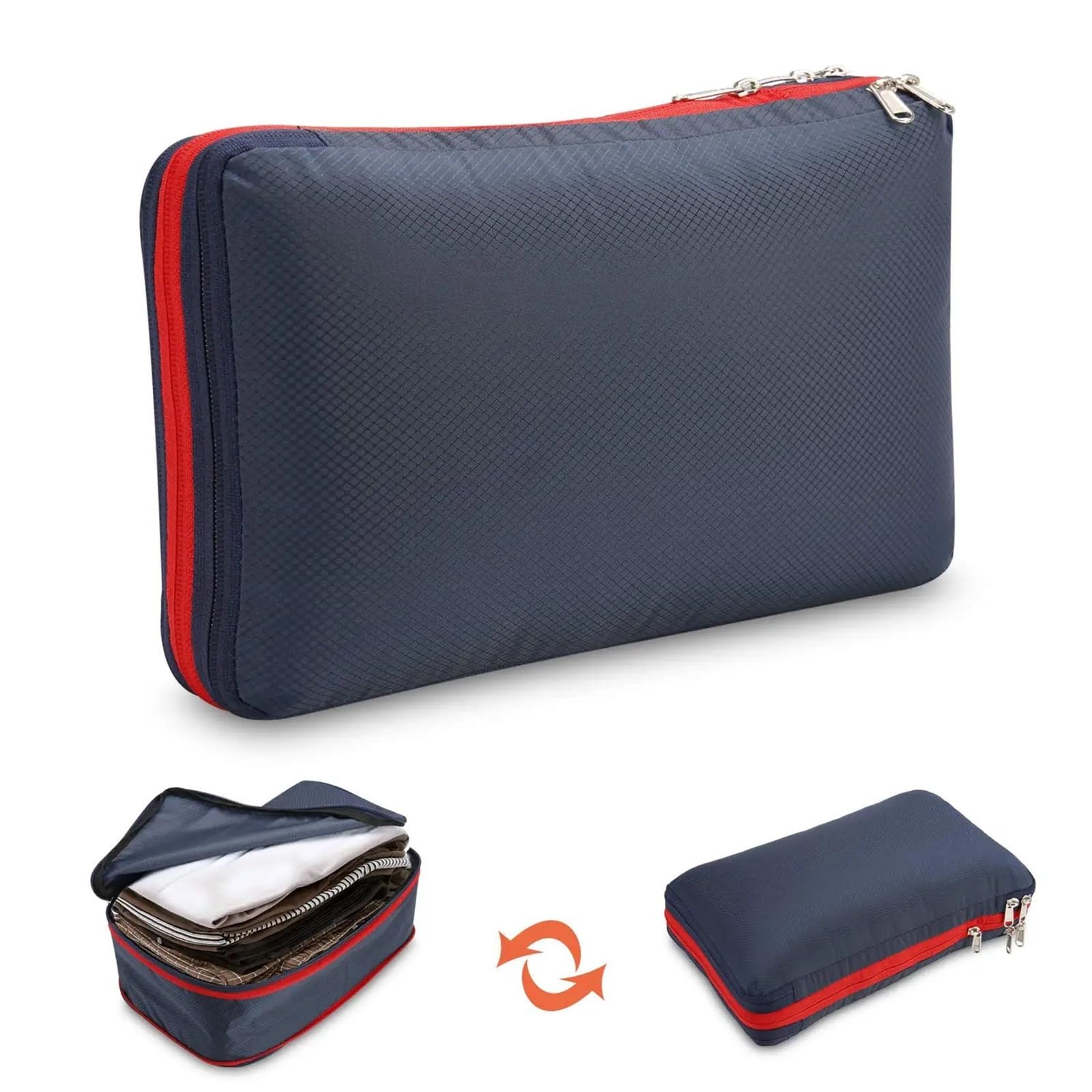 Organizador de viaje, bolsas de compresión for guardar ropa, de doble capa, portátiles, de gran capacidad e impermeables, con cierre hermético. Organizador De Maletas Para Viaje(Sky Blue)