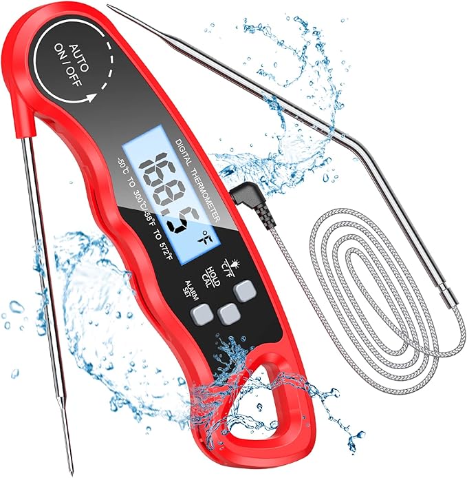 Digitales Fleischthermometer Mit 2 Sonden | Bratenthermometer Mit Alarm | -50°C Bis 300°C