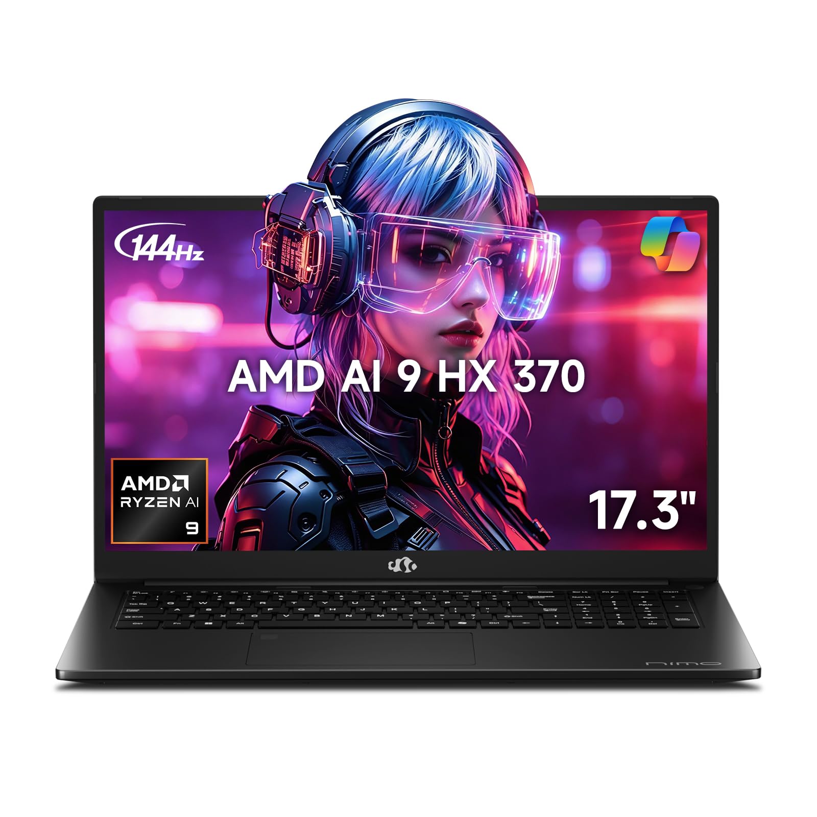 NIMO 17.3" FHD AI Laptop, 12 Cores AMD Ryzen AI 9 HX 370 32GB RAM 1TB SSD