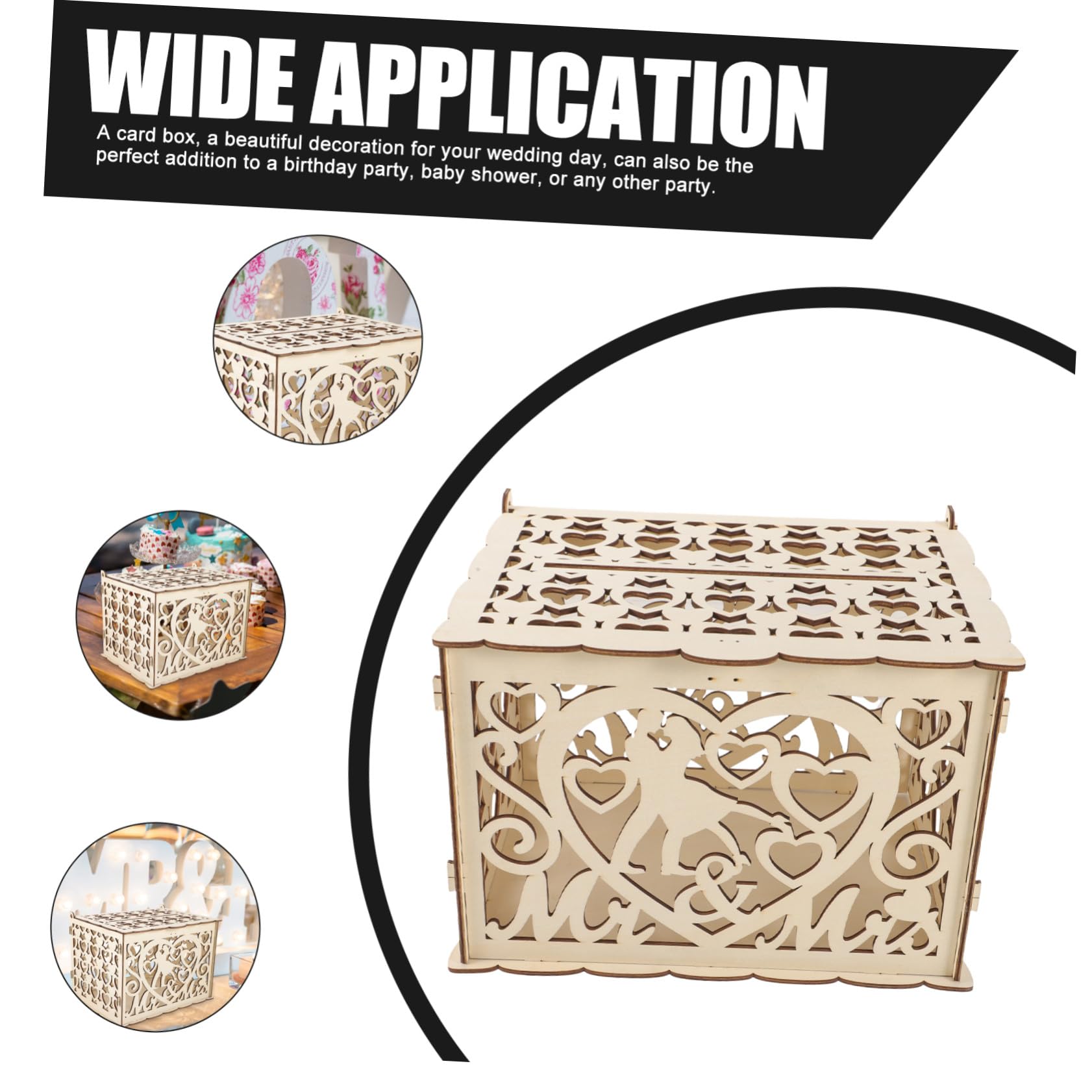 VICASKY 2 Stück Rustikale Holz Kartenbox Hochzeit mit Filigranem Herzschnitt Dekorative und Umschlagbox Multifunktionale Aufbewahrung für Geldgeschenke Karten und Kleine Erinnerungen