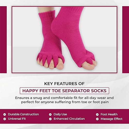Miniatura 10 de Happy Feet - Calcetines separadores de dedos  Cómodos calcetines separadores de dedos  Calcetines de masaje  Previenen calambres en los pies y dedos