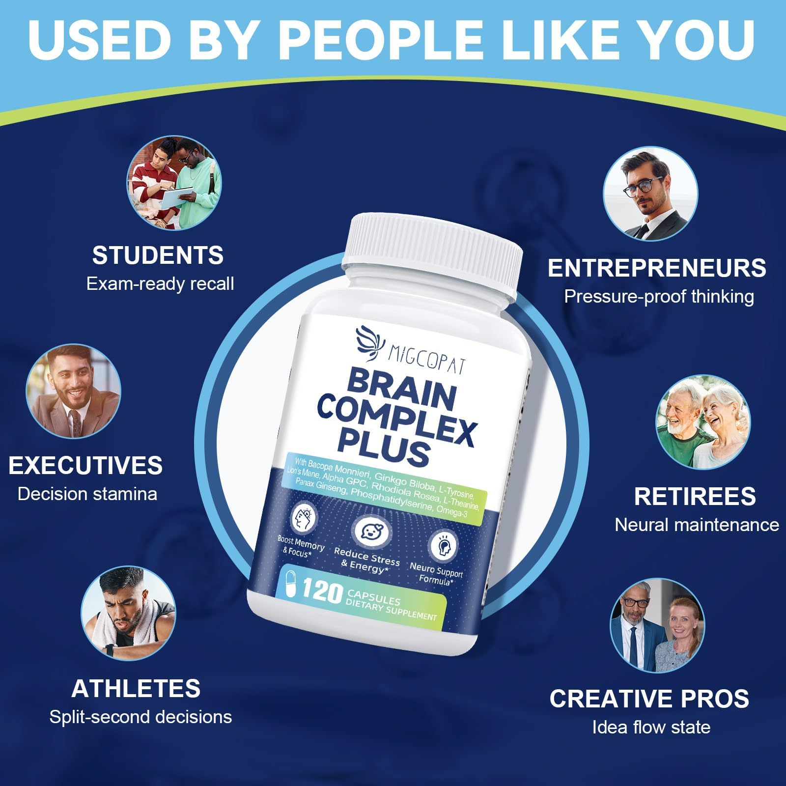Brain Supplements for Memory and Focus | Nootropic with Bacopa Monnieri, Lion's Mane, Alpha GPC, Ginkgo Biloba | Mental Clarity & Cognitive Support | Vitamin B6 & B12 Neuro Health - Non-GMO, 120 Caps — Amazon image 5
