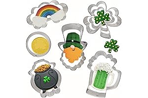 7-Piece St. Patrick's Day Cookie Cutter Set: Shamrock, Clover, Beer Mug, Rainbow,...