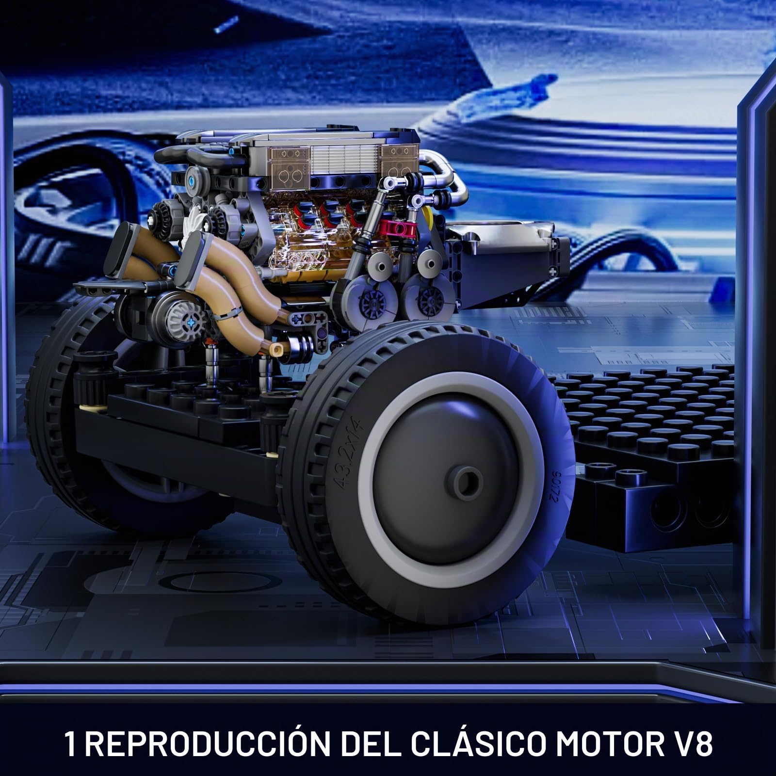 Mould King 10131 Tecnología W16 Kit De Motor Bloque De Construcción Bloque De Fijación del Modelo De Motor Adulto Kit De Motor De Cuatro Turbocompresores Motor Simulado (952 Piezas)