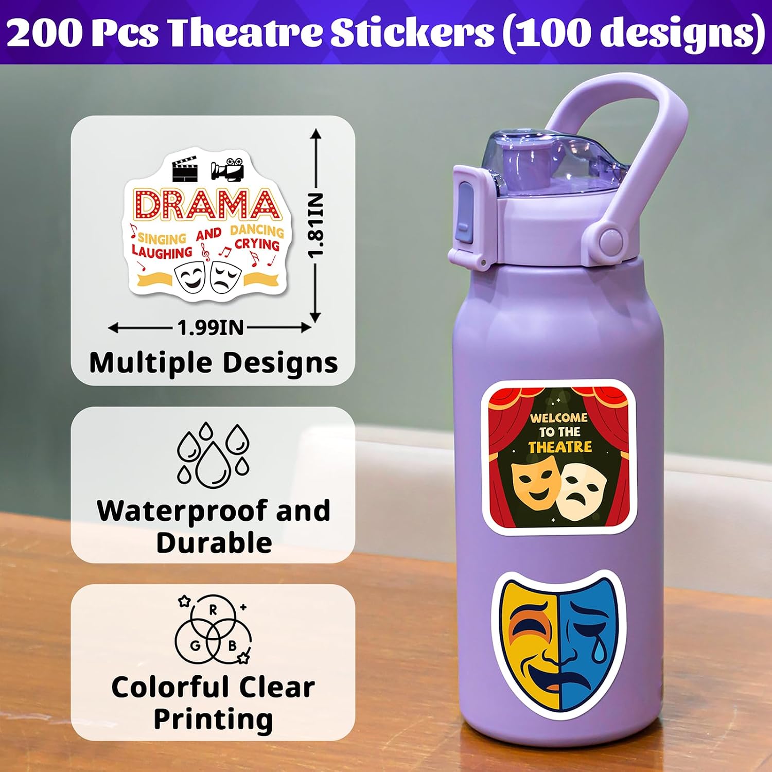 200PCS Theatre Stickers, Drama Stickers, Musical Theatre Gifts image 3