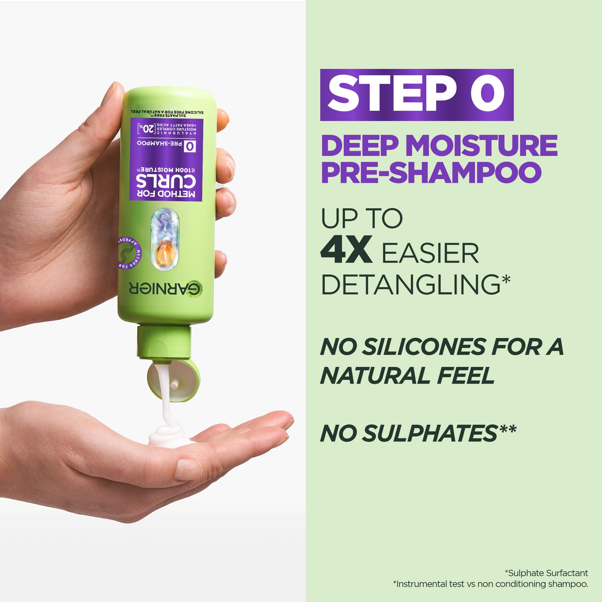 Garnier Method For Curls Moisture Pre-Shampoo, up to 7 days of moisture & curl definition. Designed, tested & approved on all curl types, incl. Type 4 curls & coils. Silicone free, Vegan Formula,150ml - Image 3