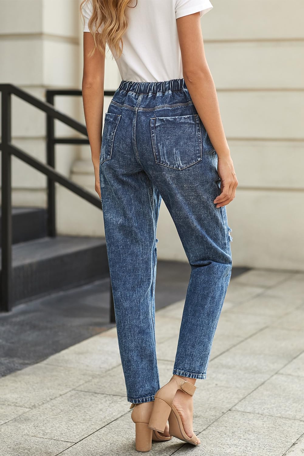 Alaster Queen Jeans Sciolti Donna Moda Stretch Strappati Navy XL
