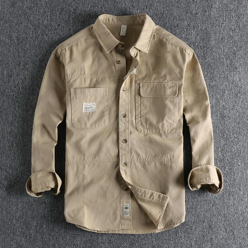 Vintage Workwear Style Men's Long-Sleeved Shirt Autumn Casual Coat3
