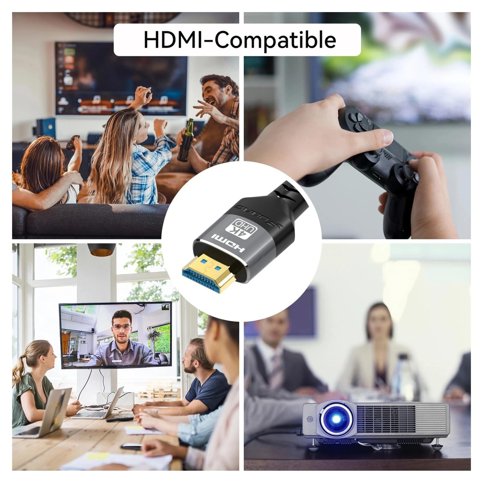 Câble HDMI 2.0 Haute Vitesse 4K @ 60 Hz 1080P @ 120 Hz, Cordon Audio Vidéo Ultra HD, Compatible Avec TV, Ordinateur Portable, Moniteur Et Équipement De Jeu(8K-60hz-HDMI 2.1,3m)