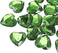 Vista 23 de MECCANIXITY 20 piezas de diamantes de imitación acrílicos de corazón de 0.98 pulgadas (0.984 in) con parte trasera plana, gemas de plástico
