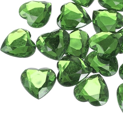 Miniatura 23 de MECCANIXITY 20 piezas de diamantes de imitación acrílicos de corazón de 0.98 pulgadas (0.984 in) con parte trasera plana, gemas de plástico