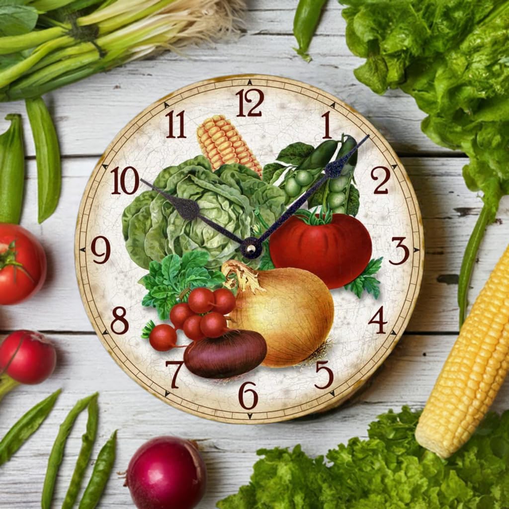 Item C6027 Vintage Style 10.5 Inch Seed Packet Vegetables Wall Clock