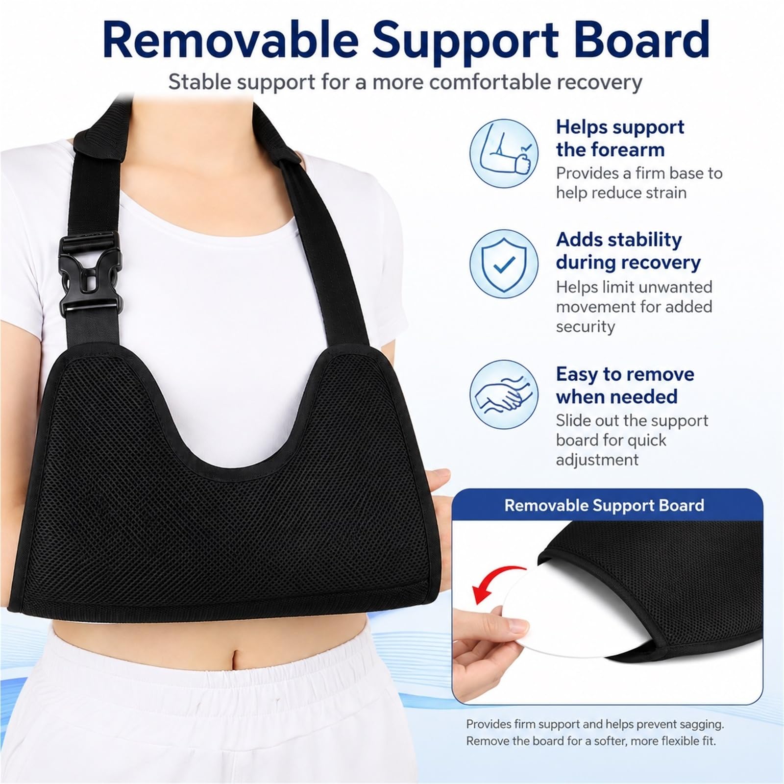 Cabestrillo para Brazo de Malla Transpirable e Inmovilizador de Hombro con Correas Ajustables para Lesiones de Manguito Rotador y Fracturas para Hombre y Mujer