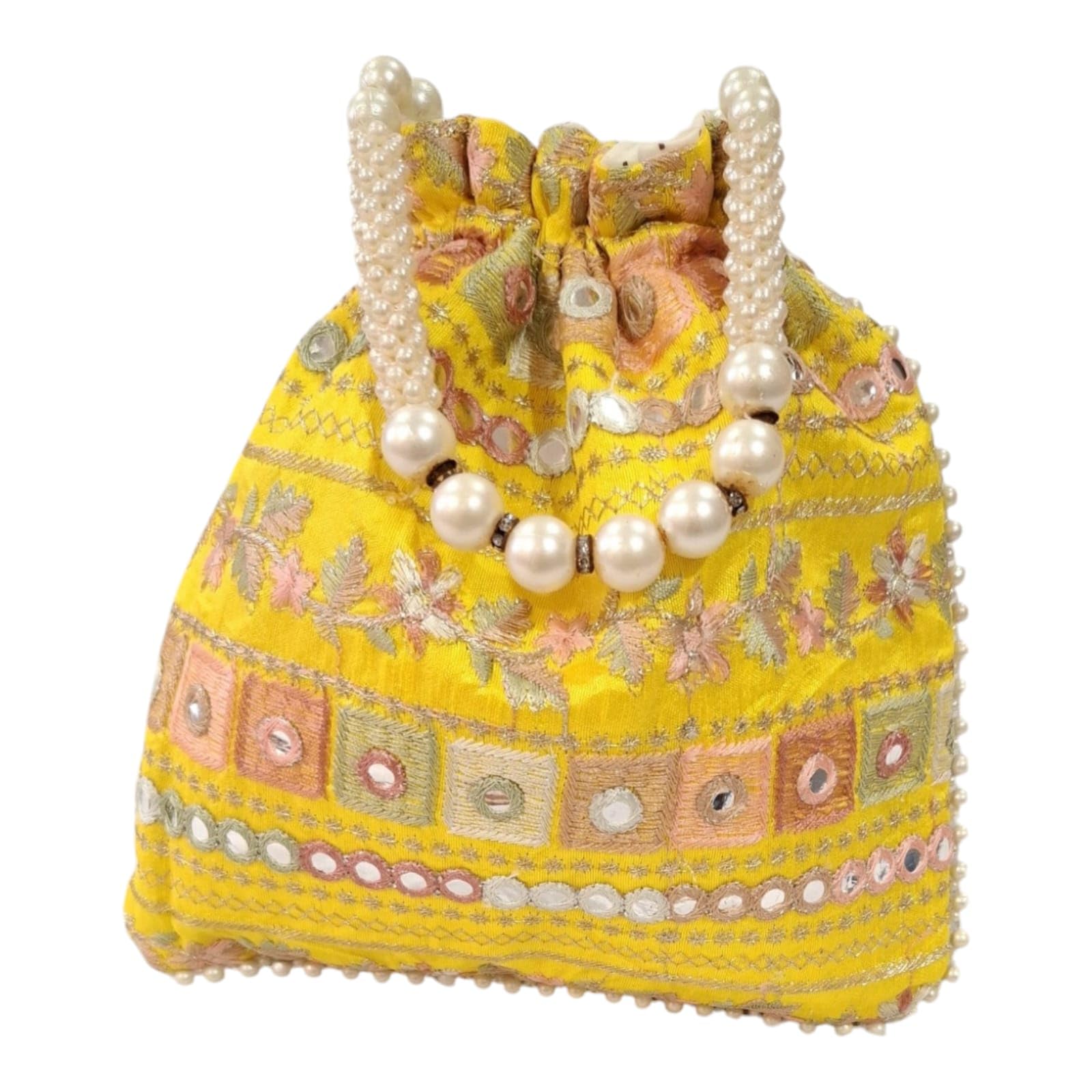 Women potli Bags, Wedding, Housewarming, Corporate Gifts, Baby Shower Return Gifts, Lucknowi potli Purse Designer Potli With Pearl Drawstring Bridal Clutch Purse-image-38