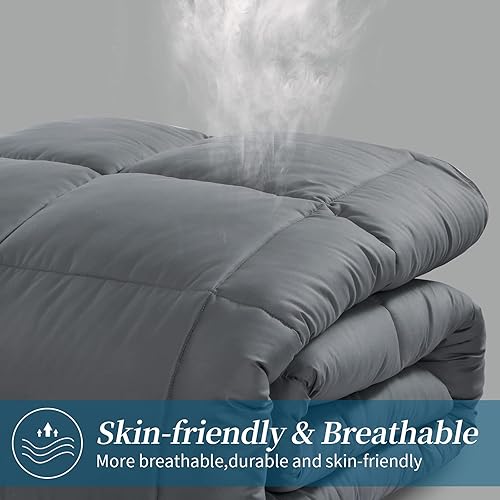 Miniatura 5 de HOMBYS Edredón de plumón sintético de tamaño King de gran tamaño, tamaño Super King, 120 x 120 pulgadas, relleno de edredón acolchado con funda de