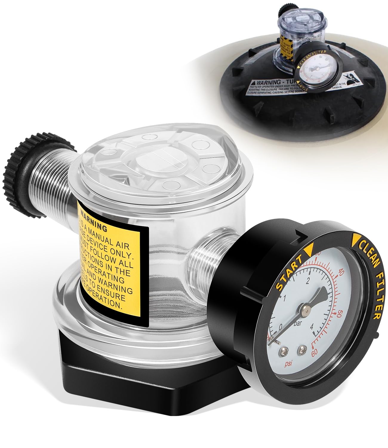 273564Z Manual Air Relief Valve Replacement/Pressure Release Assembly with Gauge for Triton II, TR100C, TR140C Pool & Spa Sand Filters