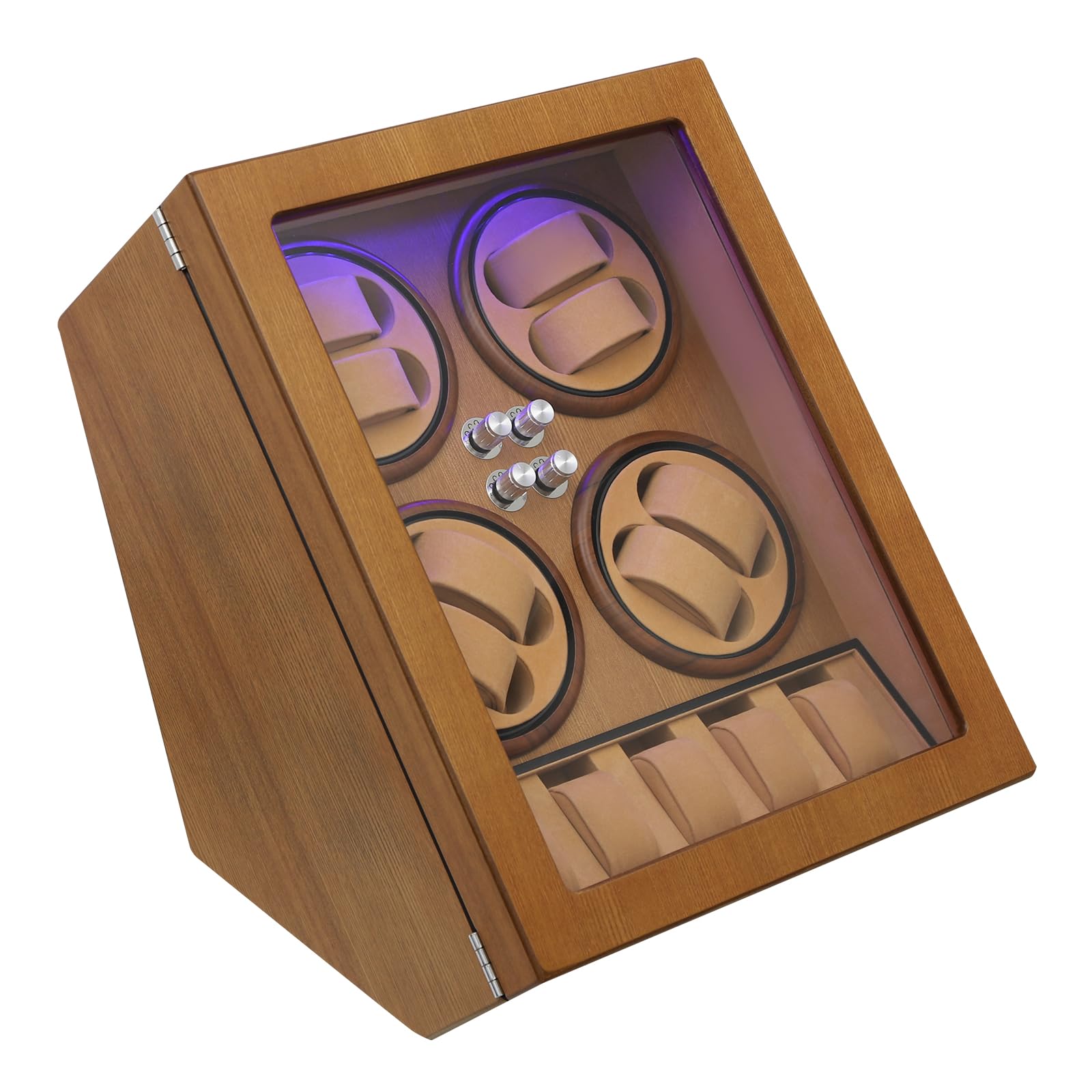 AGULIUM Watch Winder for Automatic Watches, 8 Winding & 5 Storage, 4 Rotation Mode, Automatic Watch Winders Box with Quiet Motor and LED Light, Rotating Watches Winder Case, Watch Rotator Spinner