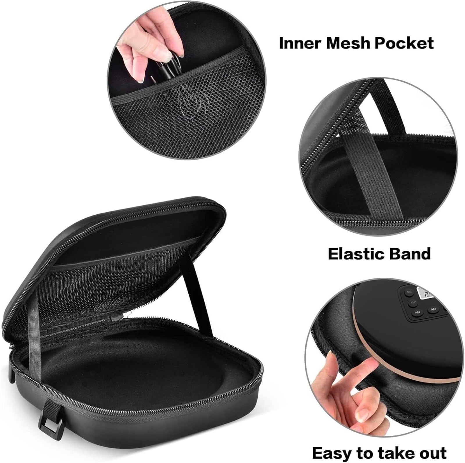 Borsa porta CD in tessuto, Custodia for lettore CD portatile con cintura, for il trasporto da viaggio di lusso