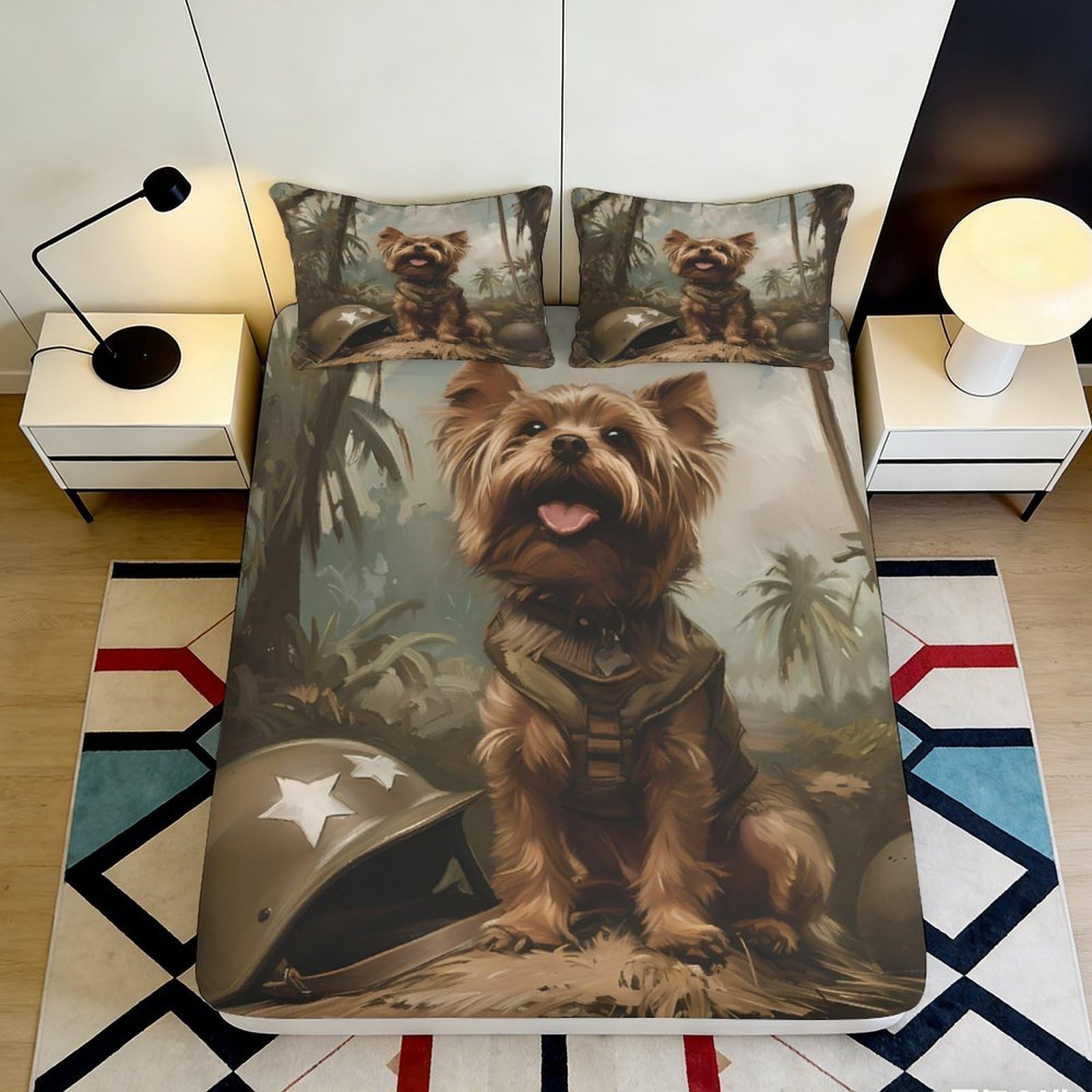 3D Printed Drum Art Fitted Sheet Microfiber Deep Pocket Non-Slip Bedroom Decor Musical Mattress Fitted Cover for Adults 90x200x25cm