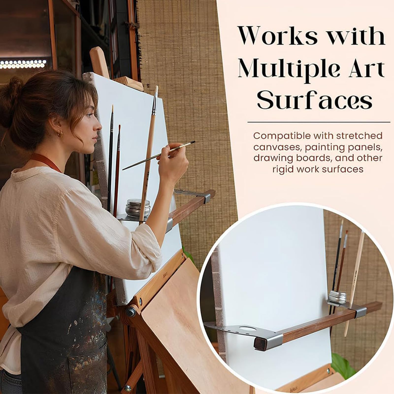 Barra de soporte para reposamanos de caballete ajustable, puente de soporte para manos de artista, con gravedad autoblocante, ajuste de altura y ángulo, para dibujar y pintar (2pcs)