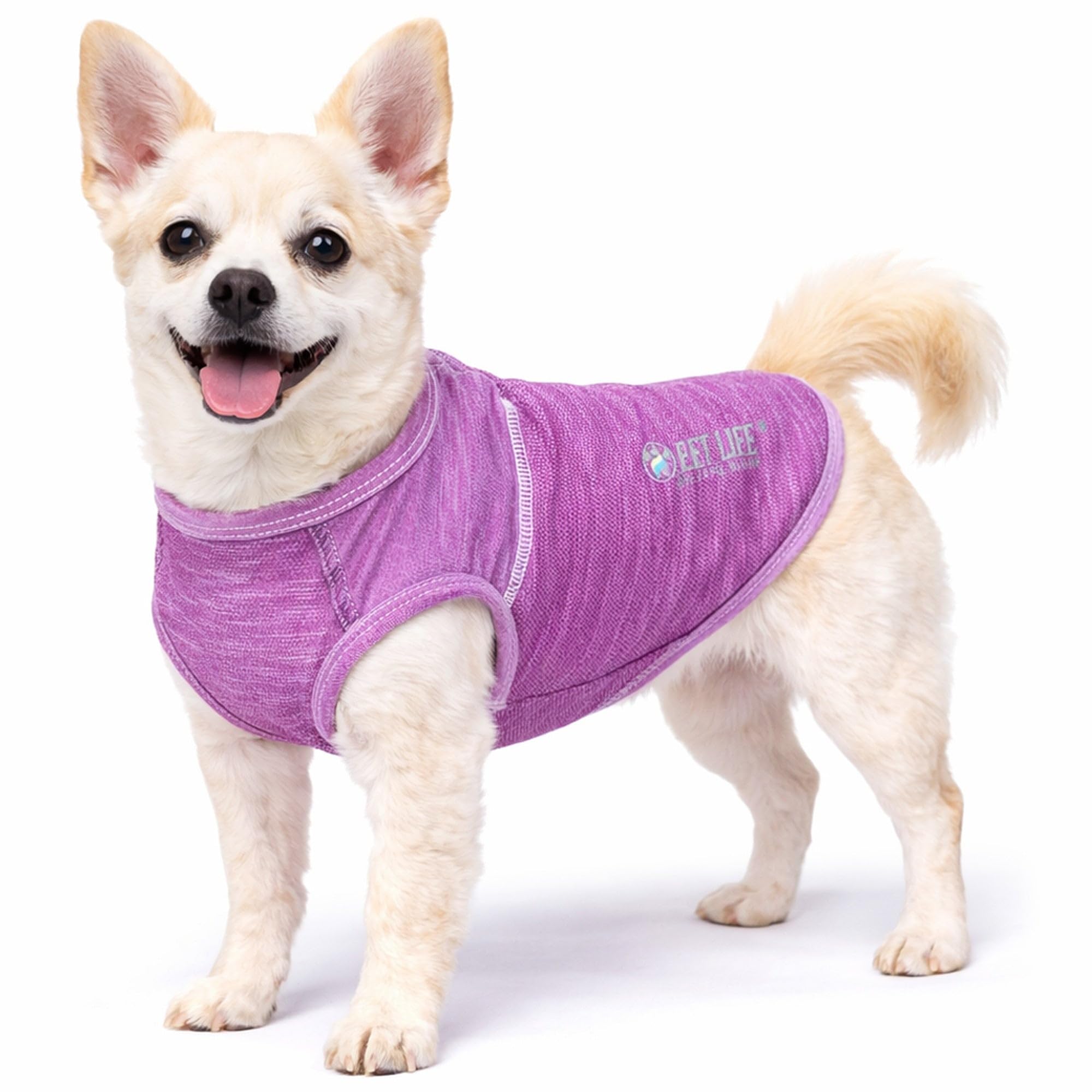 Pet Life Active Aero-Pawlse Heathered Quick-Dry y 4-Way Stretch-Performance Camiseta sin Mangas para Perro, tamaño Mediano, Color Morado