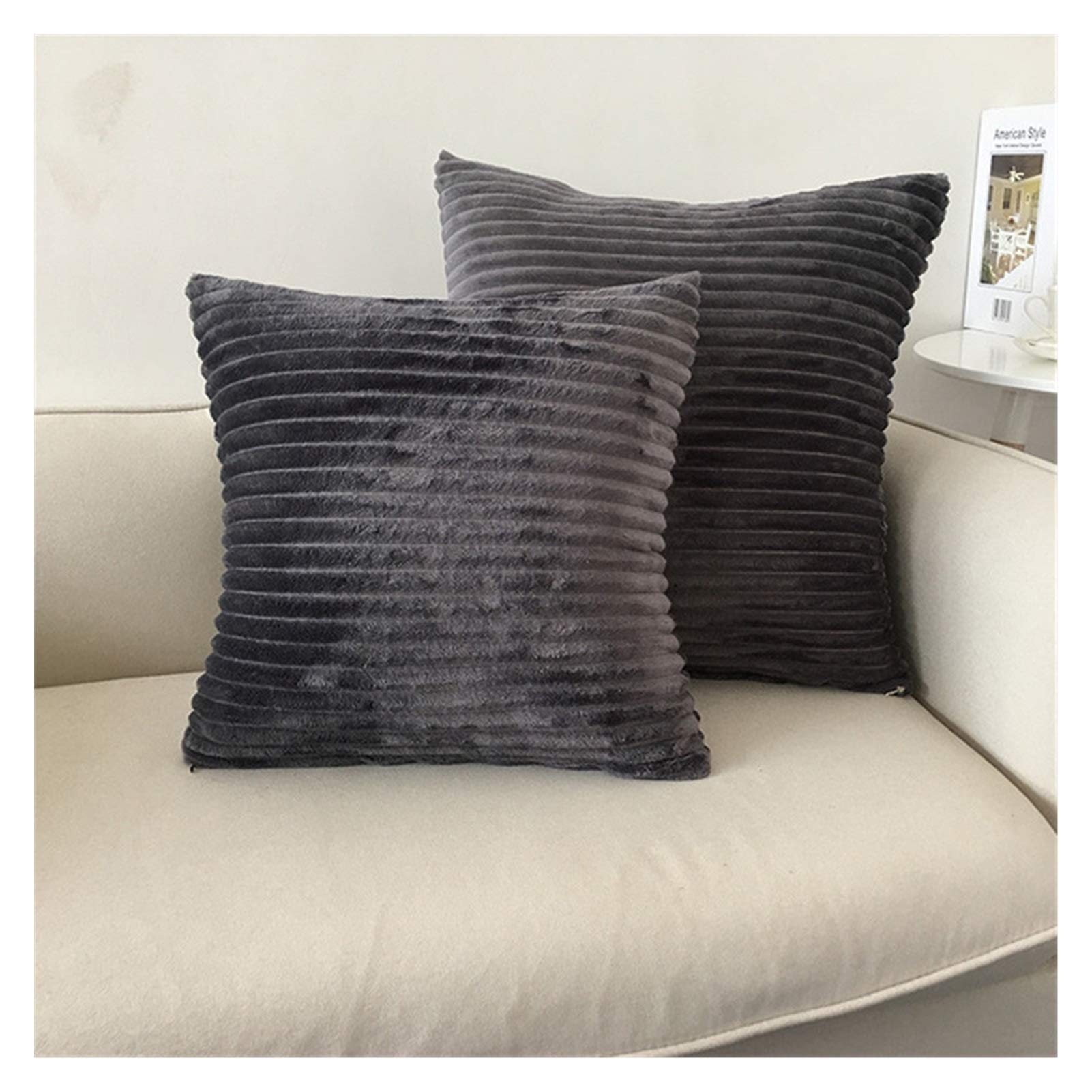 Sofa pillow Plush Cushion Cover Super- Soft Decor Striped Decorative Cushion Covers Decorative Pillow Cases Pillowcase Cushions for Sofa Comfortable cushion (Color : Yellow-6, Size : 45x45cm)