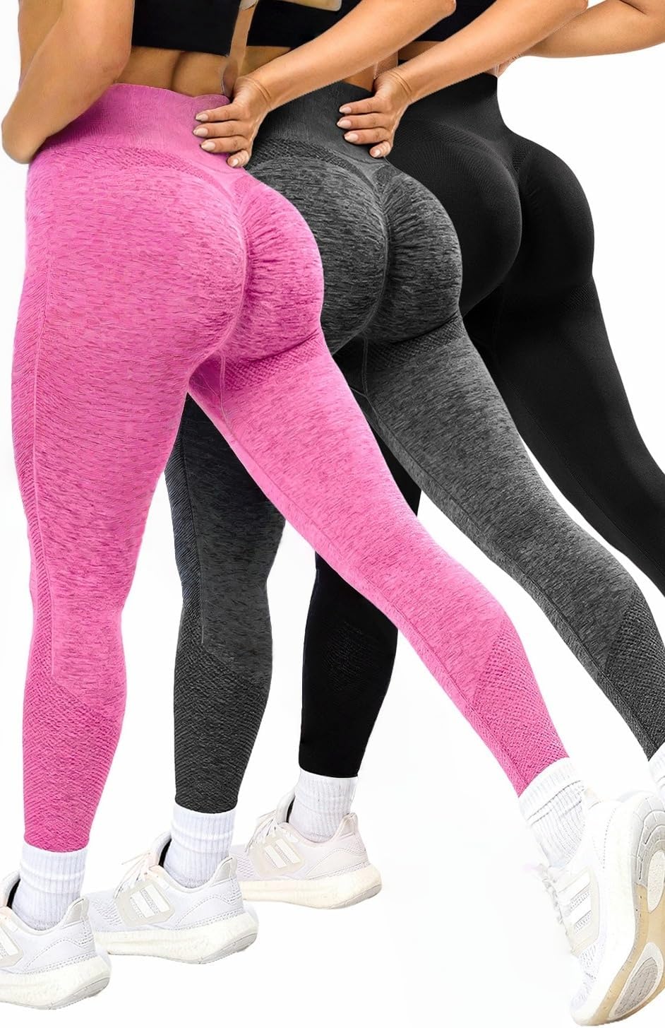 3Pcs Women's Seamless High Waist Fitness Yoga Pants,Opaque Tight Hip Lifting Stretch Leggings