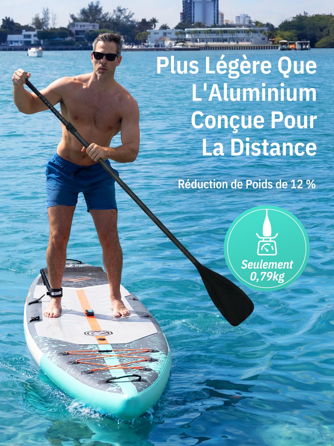 niphean Pagaie Paddle, Pagaie Kayak en 3 et 4 Pièces Détachables et Flottantes, Sup Paddle réglable de 198 à 218 cm, Rames Durables