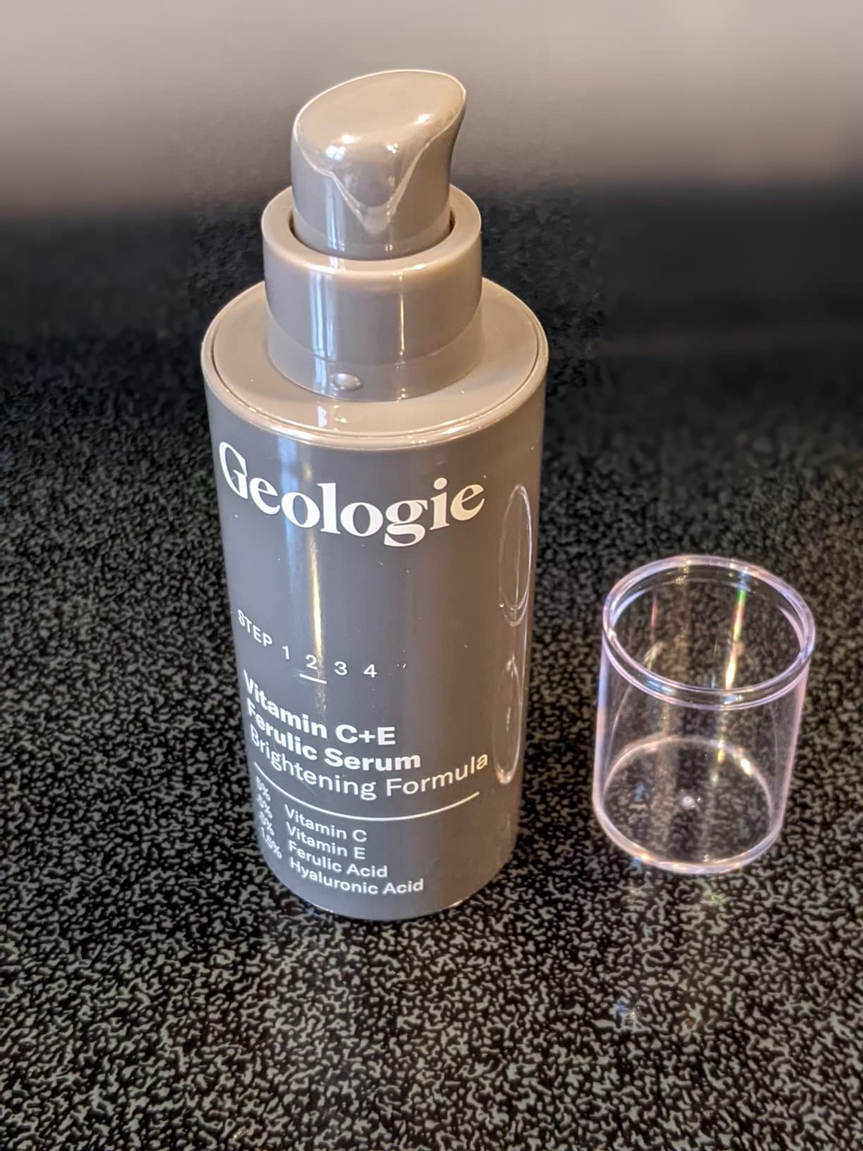 Geologie Vitamin C+E Ferulic Acid Face Serum | Brightening & Firming Anti-Aging Gel Formula | 5% Light-Protected & Stabilized Vitamin C , 0.5% Vitamin E, 1.5% Hyaluronic Acid | 30 ML