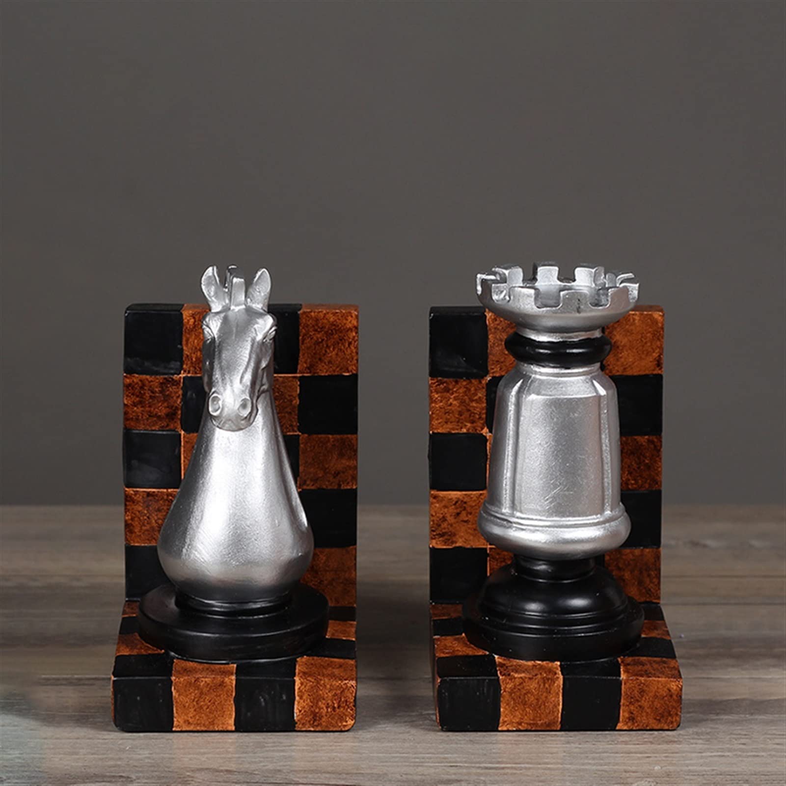 Art Bookend antyczna żywica koń szachy Model stojak na książki ozdoby biuro w domu gabinet dekoracja regału podpórki Vintage rzemiosło kończy się książka