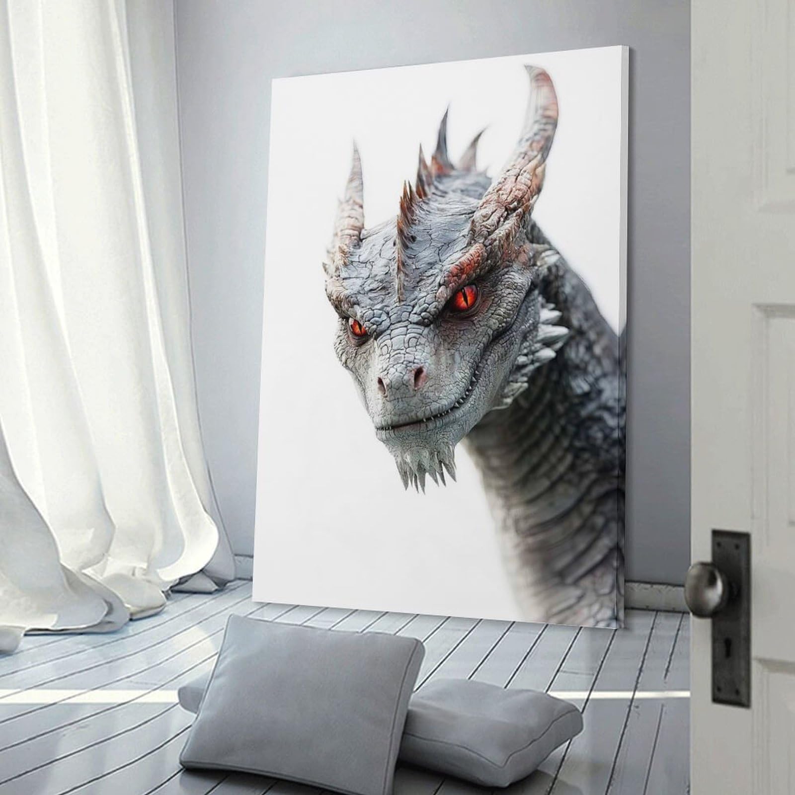 Junmoney Frame-Style-12 Wall Art Print Dragon Portrait, 16X24inch(40X60cm), For Contemporary Homes, Apartments Or Offices, An Easy Choice For New Home Styling