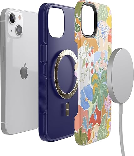 Vista 1177 de Casely Funda para iPhone 13 Compatible con MagSafe Color Splash de medianoche Funda retro abstracta Color de medianoche Splash Abstracto