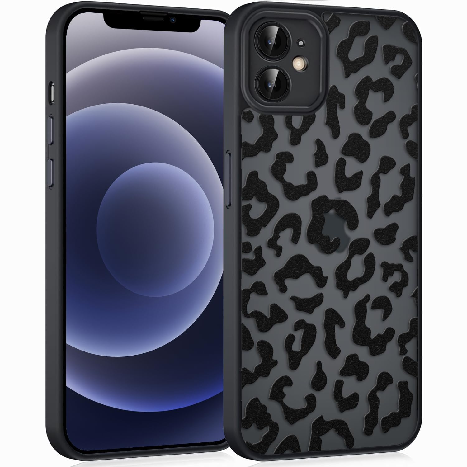 Coqinen Handyhülle für Xiaomi Redmi Note 14 Pro 5G Hülle, Matt Transluzente Case mit Stilvolle Leopard Muster, Silikon Aesthetic Schutzhülle mit Kratzfeste PC Rückseite + TPU Bumper - Schwarz