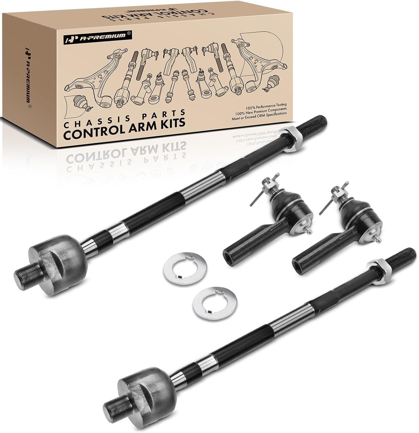 A-Premium Set of 4, Front Inner & Outer Tie Rod End Kit, Compatible with Nissan Altima 2002-2004, Maxima 2003-2008