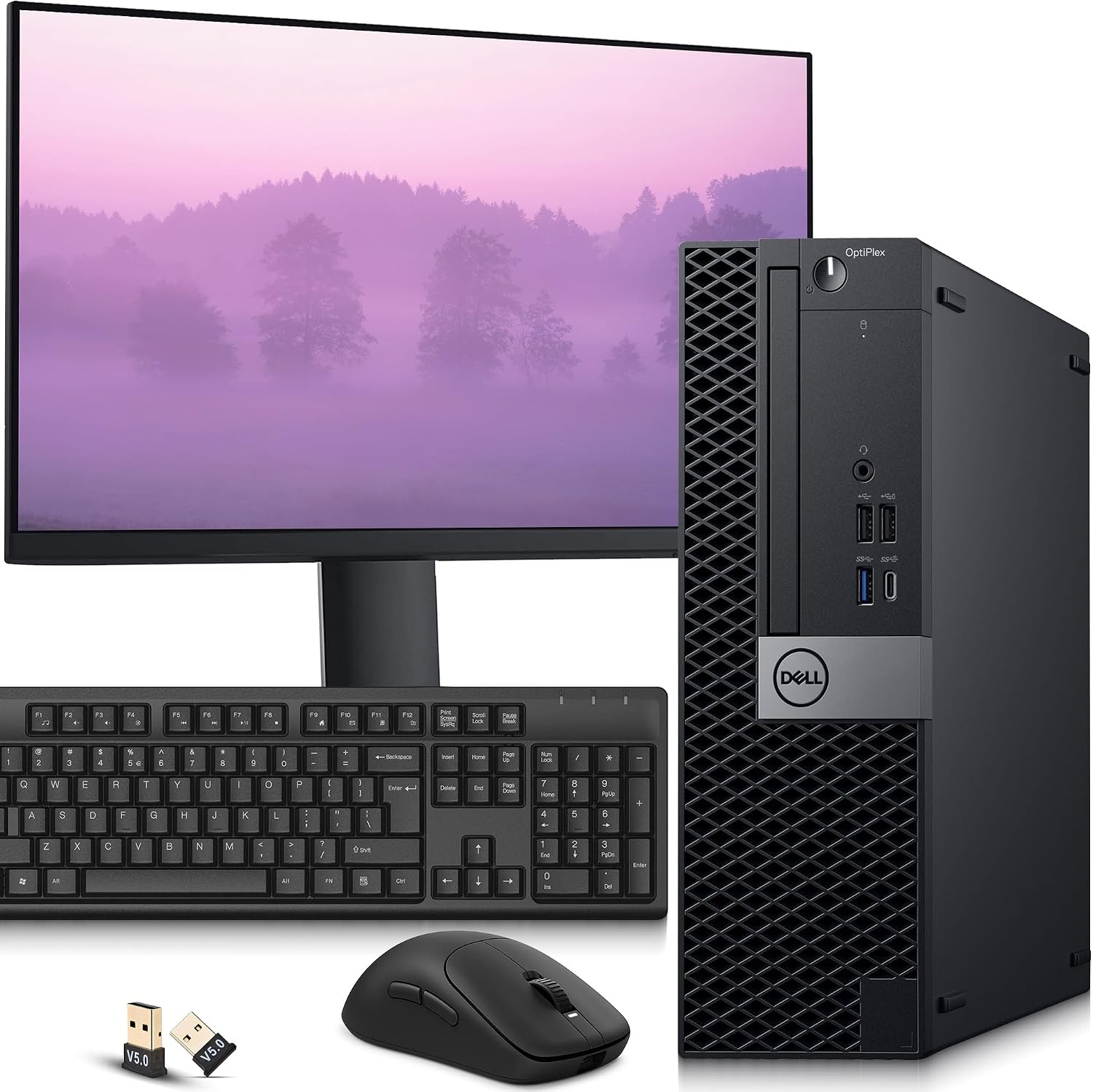 Dell OptiPLex 5060 SFF Desktop PC — Intel Core i5-8500 8th Gen — 16GB DDR4 RAM — 512GB SSD — New 24" Monitor — Wireless Keyboard & Mouse — Built-in Wi-Fi — Business Computer — Window 11 Pro (Renewed)