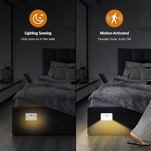 Miniatura 2 de Paquete de 2 luz nocturna con sensor de movimiento, luces adhesivas con sensor de movimiento para interiores, luces de cocina para debajo del