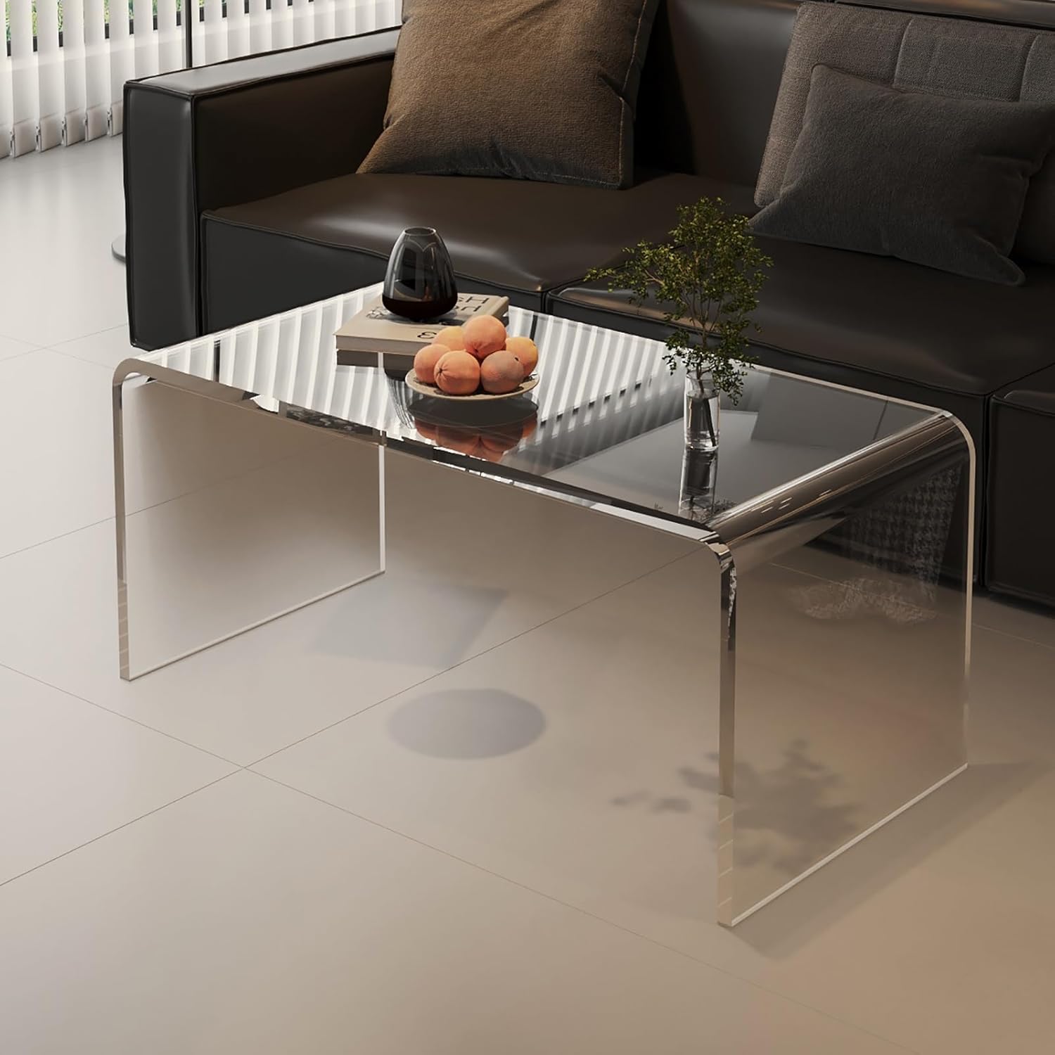 PQXQZ☆【完売間近】 アクリル製透明コーヒーテーブルリビングルーム用U字型コーヒーテーブルセンターテーブルを飾る寝室やオフィス用のモダンな家庭用家具(70