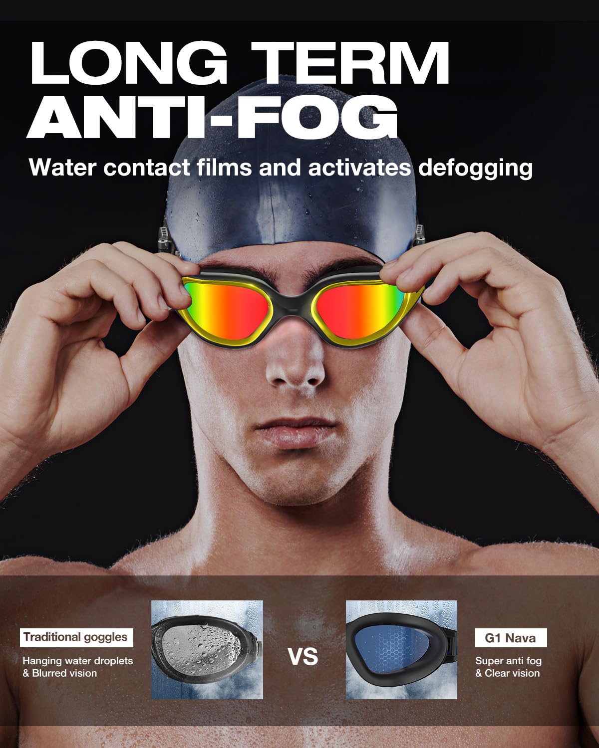 ZIONOR G1 Nava Super Anti-Fog Unisex gogle pływackie lustrzane/jasne dymne soczewki