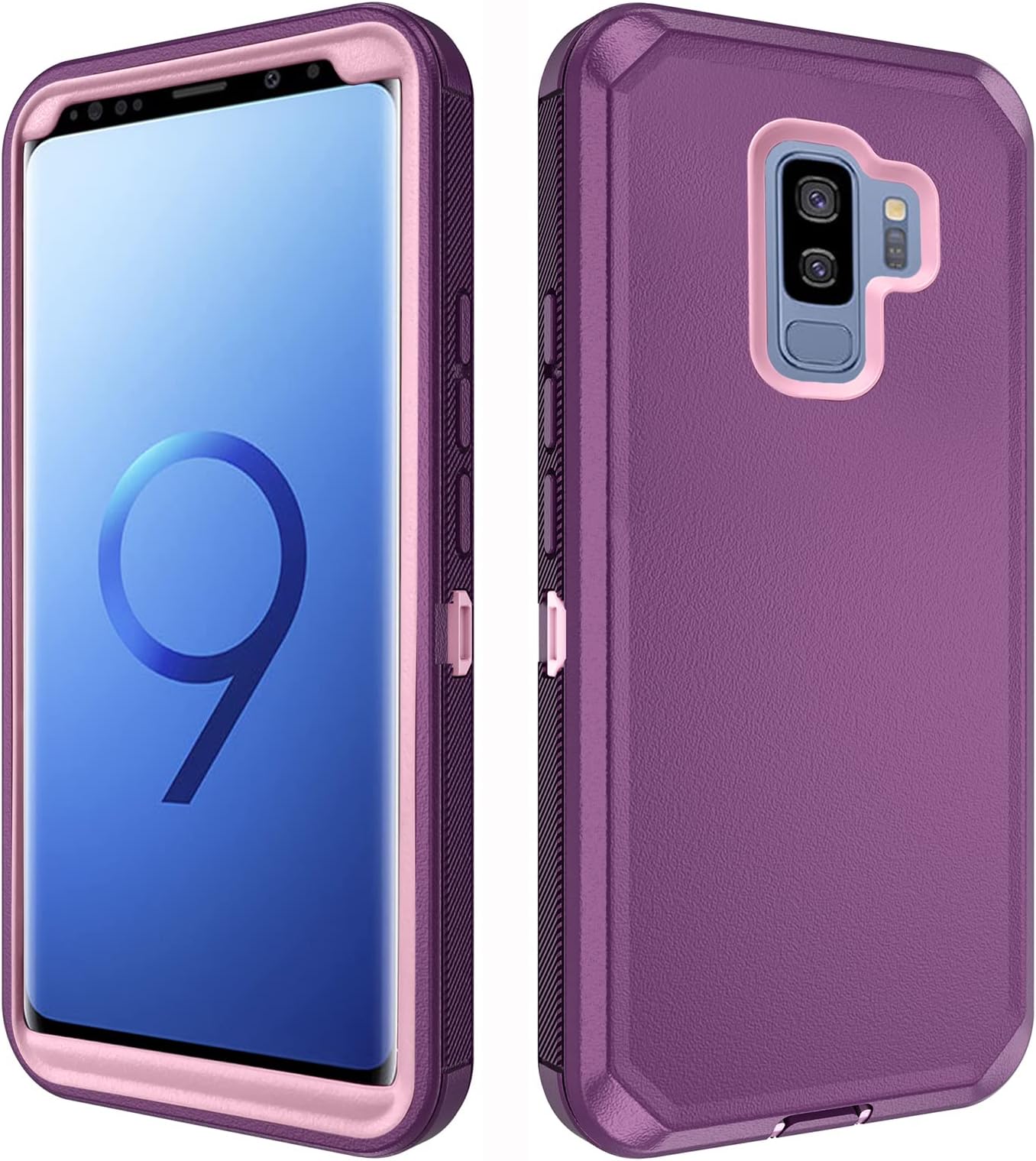 Asuwish Phone Case for Samsung Galaxy S9 Plus Cell Cover Hybrid Rugged Shockproof Hard Protective Drop Proof Full Body Heavy Duty Mobile Accessories Glaxay S9+ 9S 9+ S 9 9plus S9plus Women Purple