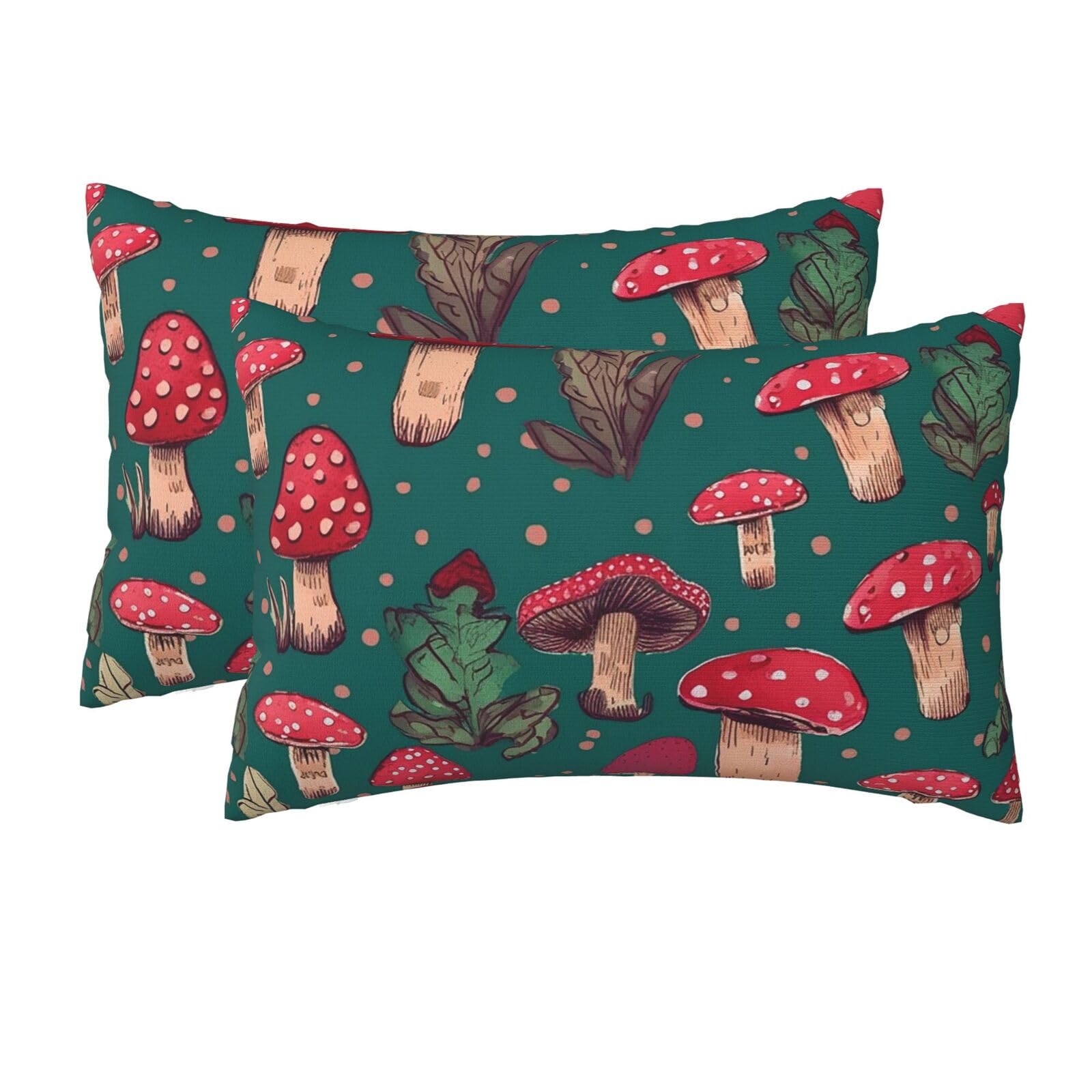 2 Pack Queen Size Pillow Cases for Hair and Skin Soft Breathable Pillow Case Covers with Hidden Zipper Red Mushrooms Pillowcase 20x30 Inches Pillow Cover for Sleeping Gift