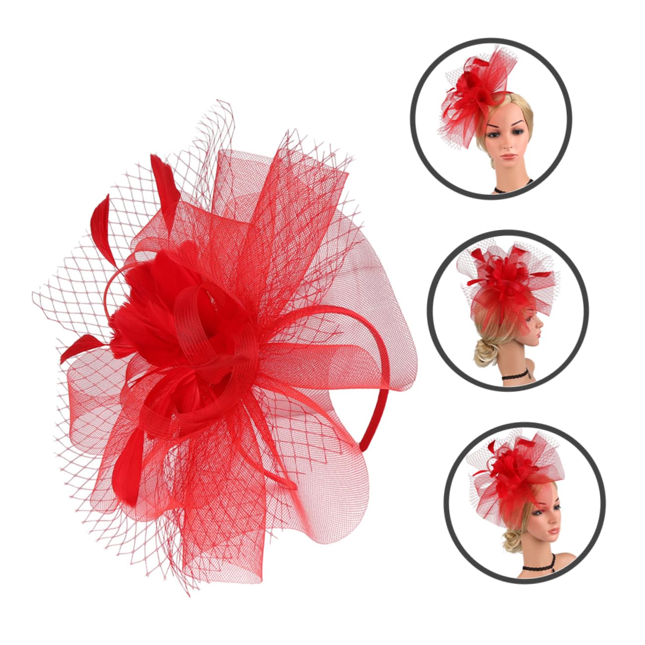 3pezzi Fascinators Rete per Donna con Clip e Cerchietto Cappello Elegante per Feste Matrimoni e Tea Party Leggero e Versatile